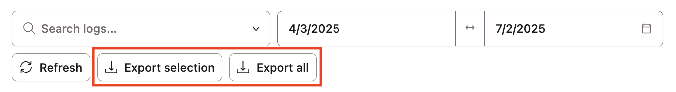 View audit log export options